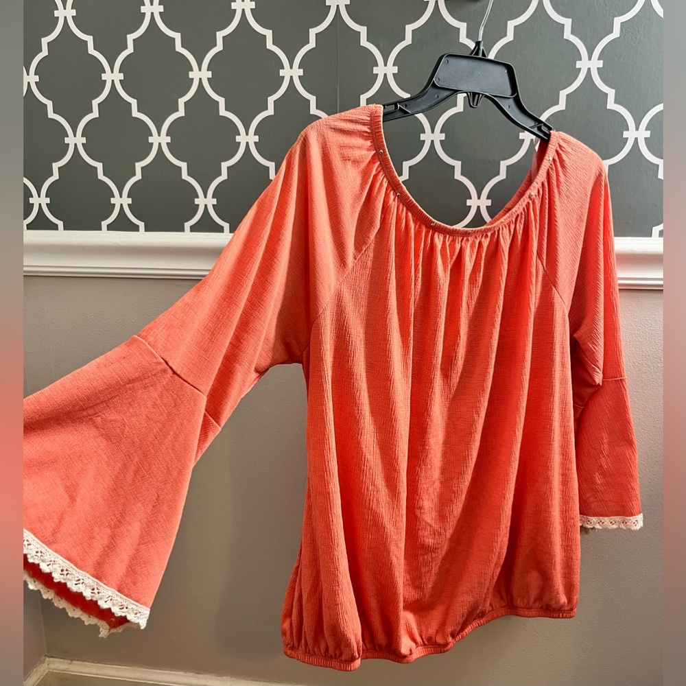 3 for $25 plus FREE SHIPPING! Three-Quarter Length Bell-Shaped Sleeve Shirt